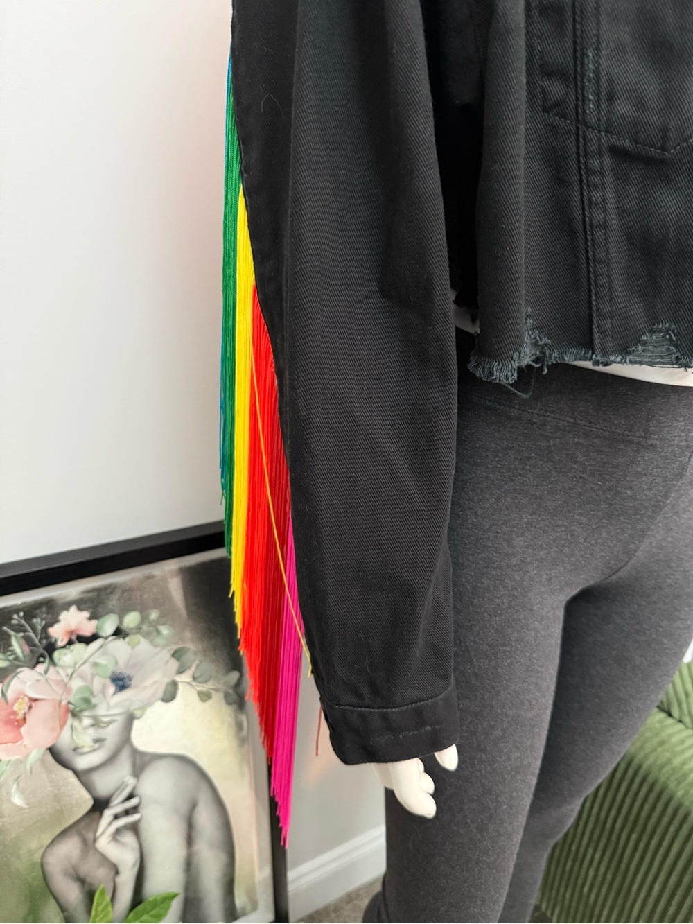 Club Exx Rainbow Fringe Denim Jacket Dolls Kill NWT Size XL - Picture 5 of 15